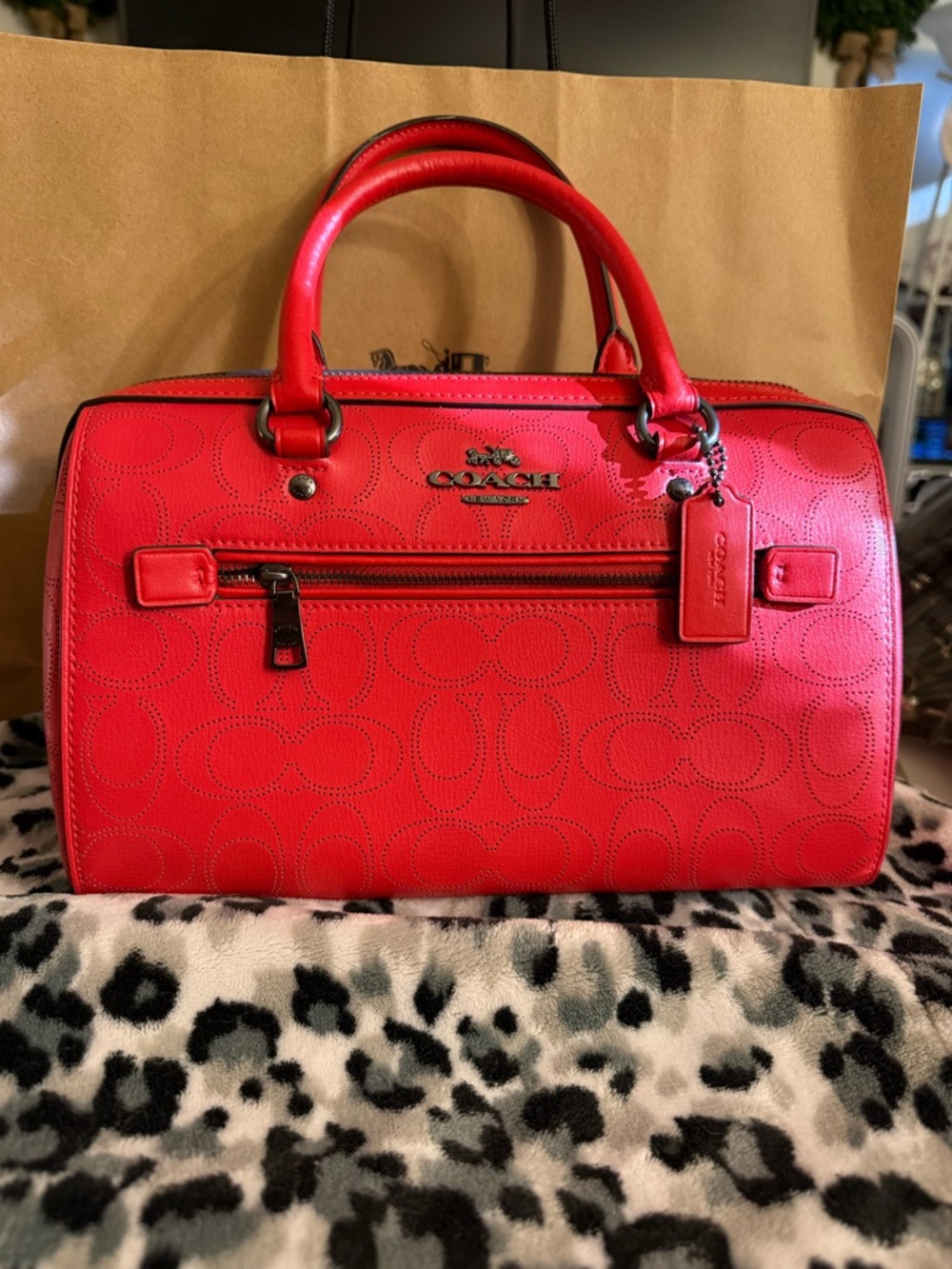 Coach Miami Red Monogramed Rowan